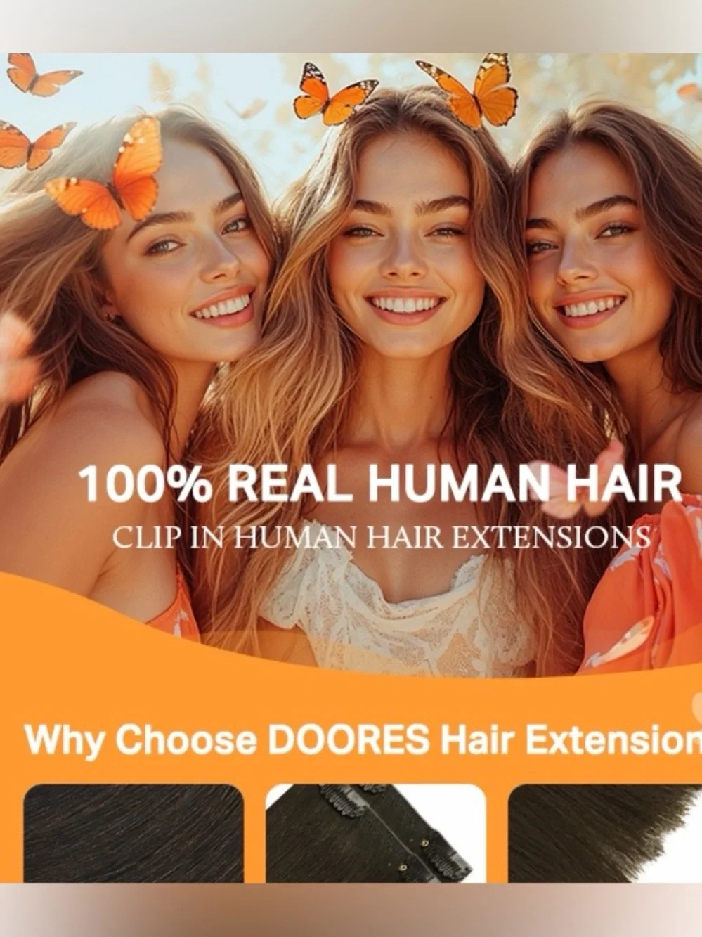 DOORES 9A Double Weft Hair Extensions Human Hair 22 Inch 120g 7pcs Dark Brown #2